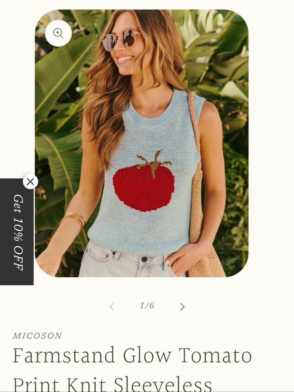 Red Tomato On Heathered Blue Sweater